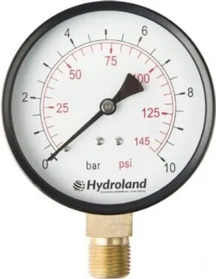 Produktbild von Manometer Scheibe 100 Mm 1/2" Radial Unten 0-10 Bar Stahl Glas