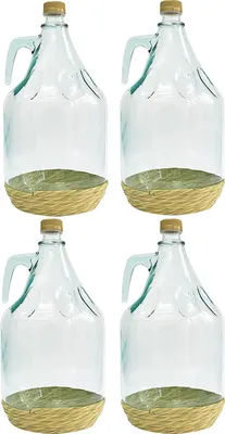 Produktbild von 4 X 3L Glasballon mit Korb/Weinballon Glas Flasche Wasserflasche GÄRBALLON Glasflasche