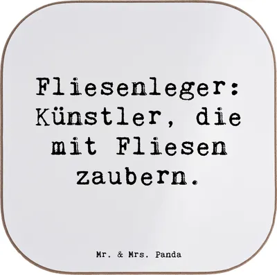 Produktbild von Mr. & Mrs. Panda Untersetzer Glas Spruch Fliesenleger Künstler - Weiß - Geschenk, Berufspassion, Coaster, Berufe, Tassenuntersetzer, Naturstein, Fliesenästhetik, Beruf
