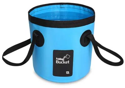 Klappbarer Eimer 12 L, faltbar, PVC, blau, für Camping & Garten