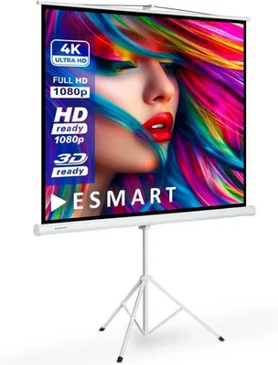 Produktbild von Famanu Projektionsschirm 160x160 cm 1:1 Format auf Stativ - Tragbar für Zuhause und Büro