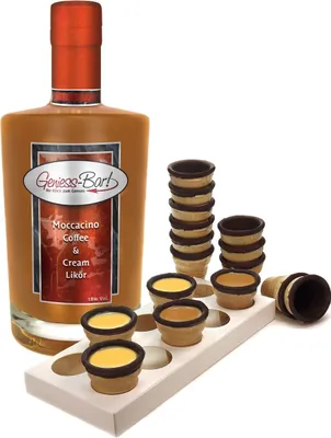 Produktbild von Moccacino Likör 0,35L mit 8 Waffelbechern & Becherhalter Sehr sämig & süffig 18%Vol