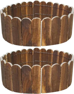 Image de Bordure de pelouse en bois 120 x 15 cm - Planche flexible en rouleau - Mini-portail de décoration de jardin - Pour le jardin