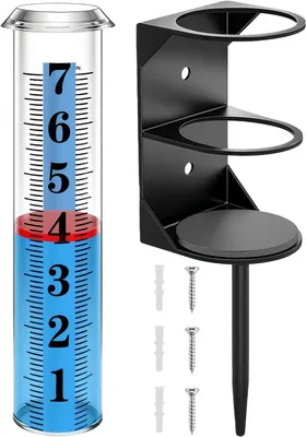 Imagen del producto de Medidor de lluvia para exteriores: dispositivo de medición con escala, recolector de lluvia con soporte