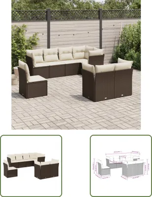 Produktbild von The Living Store 8-tlg. Garten-Sofagarnitur mit Kissen Braun Poly Rattan