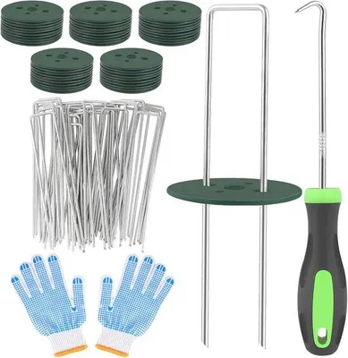 Produktbild von Famanu Bodenanker rostfrei für Gartenvlies - 50 Stück mit Montagescheiben