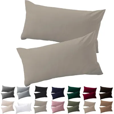 Produktbild von Kissenbezug 40x60 cm 2er Set Taupe 100% Mikrofaser mit Reißverschluss