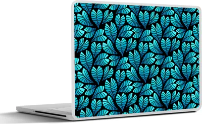 Produktbild von MuchoWow® Laptop Aufkleber Sticker Cover Dschungel - Blau - Blatt - Pflanzen - Muster 30x22 cm - Laptop-Sticker