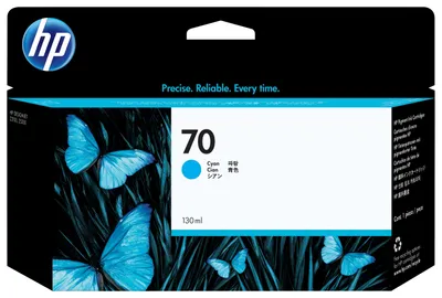 Obrázok produktu pre HP Azúrová atramentová kazeta 70 DesignJet, 130 ml, Rad fototlačiarní HP DesignJet Z2100, tlačiareň HP DesignJet Z5200 PostScript, Atramentový, Azúrová, Singapúr, 40 mm, 202 mm