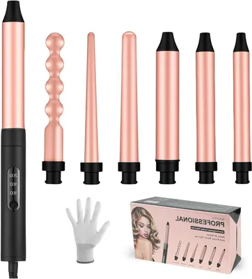 Produktbild von Krultang-Set – Styling-Werkzeuge für das Haar – Verschiedene Looks – 6 austauschbare Aufsätze – 3 Temperatureinstellungen – Roségold