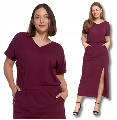 Productafbeelding van Maxi jurk – zomerjurk, maat S – damesjurk, paars – jurk met split – katoenen jurk