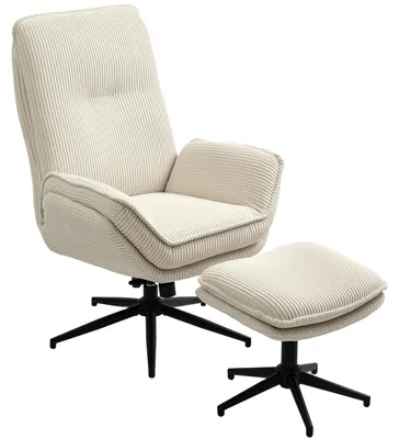 Immagine prodotto di Poltrona reclinabile HOMCOM con poggiapiedi, girevole, ideale per guardare la televisione, colore beige