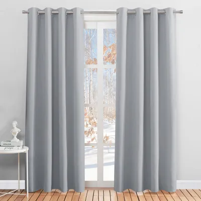 Immagine prodotto di Tende oscuranti con passanti, tende termiche, confezione da 2, colore grigio argento, dimensioni 228 x 117 cm