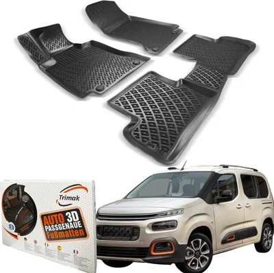 Produktbild von Trimak Autofußmatten kompatibel mit Citroën Berlingo 3.Gen. ab 2018 Auto Allwetter Gummimatten