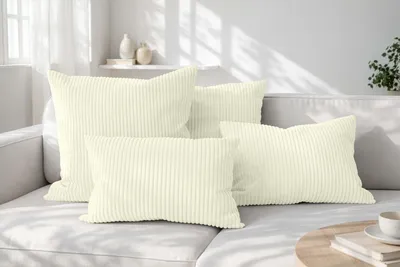 Produktbild von Amilian Dekokissen 4er Set mit Füllung, Cord-Optik, 40x40 & 35x45 cm - Lichtblüte