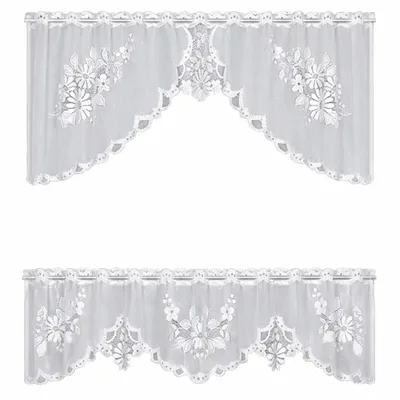 Produktbild von Jacq-Panneau C-Bogen-Set weiß 50+30x140cm - Landhaus-Gardine von Albani