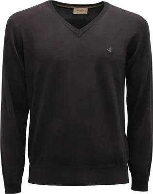 Obrázek produktu pro 9177Av Maglione Uomo Brooksfield Man Vlněný Svetr S Výstřihem Do V Černý