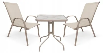 Zdjęcie produktu dla Komplet mebli balkon ogród stół + 2x krzesła Bergamo 6060 MI 2os. Taupe