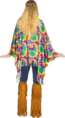 Immagine prodotto di Poncho hippie psichedelico con fascia per capelli - anni '70, multicolore