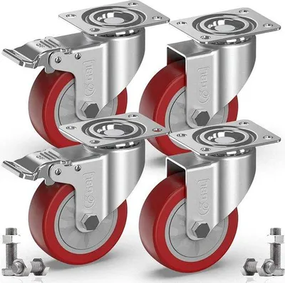 Obrázek produktu pro Otočná kolečka pro těžké náklady / transportní kolečka pro nábytek – pogumovaná kolečka pro těžké náklady – Heavy Duty Castors / transportní kolečka – 600 kg