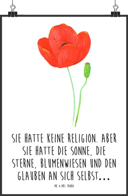 Produktbild von Mr. & Mrs. Panda Bild Blume Mohnblume DIN A0 - Weiß - Geschenk, drucke, Garten, wanddeko, Mohn, Motivation, Religion, Selbstliebe, Respekt, Wandbild, Kunstdruck