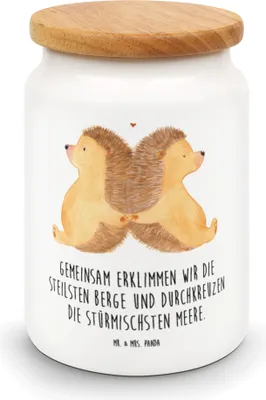Produktbild von Mr. & Mrs. Panda Dose Igel händchenhaltend - Weiß - Geschenk, Keksdose, Freundin, Liebe, Hochzeit, Love, Vorratsbehälter, Verknallt, Ehe, zuckerdose, behälter, Kaffeedose