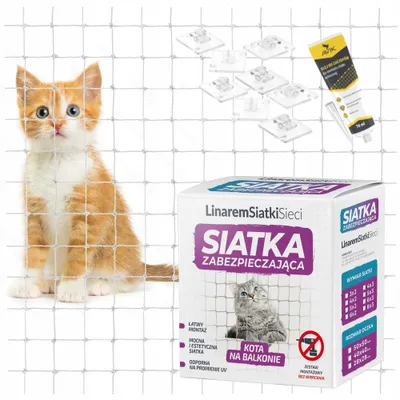 Produktbild von Bezpieczne Koty Weiße Balkonnetz für Katzen 5x2m Bohrenfrei