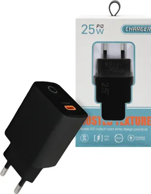 Zdjęcie produktu dla Ecobox Ładowarka Sieciowa Typ-C 25W Led Pd Czarna