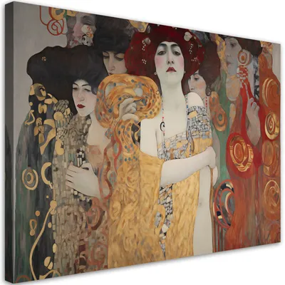 Produktbild von Leinwandbild Damen Frauen Porträt - G. Klimt 60x40 Feeby Gold bild für die wand bereit zum aufhängen