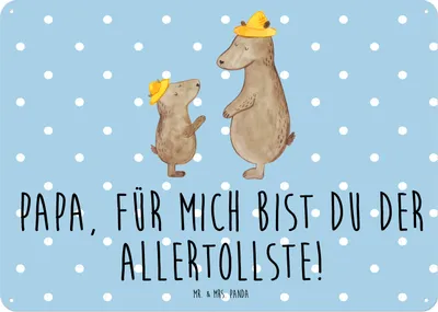 Produktbild von Mr. & Mrs. Panda tafel Bären mit Hut DIN A5 - Blau Pastell - Geschenk, Sohn, Blechschild, Bär, Deko, Muttertag, Wandbild, Schild, wandtafel, Familie, Vatertag