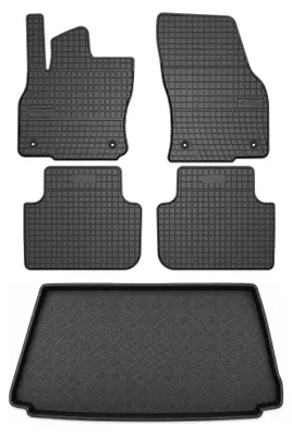 Zdjęcie produktu dla Dywaniki gumowe + mata bagażnika do Audi Q3 II F3 2018- (regulowana podłoga, górne położenie) – czarne, dopasowane – Wielganizator SolidPRO