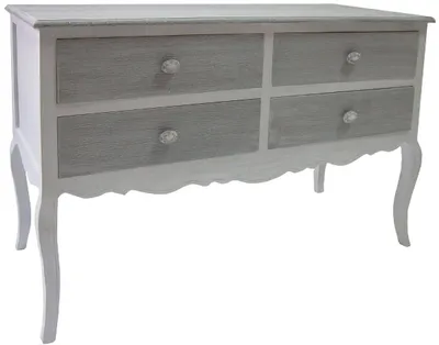 Zdjęcie produktu dla Konsola Casa Padrino w stylu rustykalnym, z 4 szufladami, kolor biały/szary, wymiary: 120 x 45 x 80 cm
