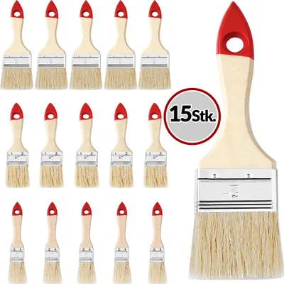 Immagine prodotto di Deuba Set 15x Pennelli 3 Misure Fai da Te Lavoretti Brigolage Verniciatura Tinteggiatura Pittura