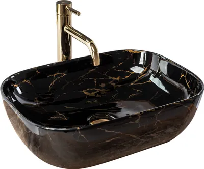 Produktbild von Rea Aufsatzwaschbecken Belinda Marble Shiny Oval Black