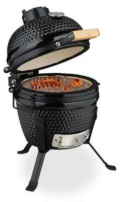 Image de Gril Kamado - Barbecue au charbon de bois - Barbecue en céramique - Four à barbecue - Cuisine extérieure - Bleu