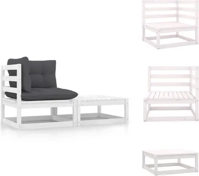 Produktbild von vidaXL 2-tlg. Garten-Lounge-Set mit Kissen Weiß Kiefer Massivholz -  Gartensofaelemente