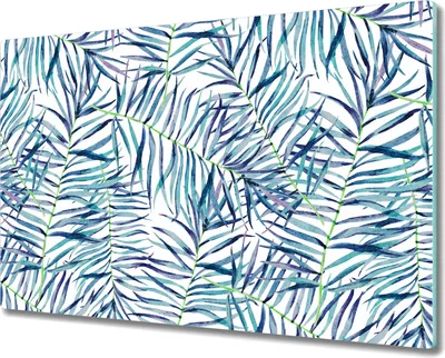Produktbild von Glas-Herdabdeckplatte Glaskeramikkochfeld-Abdeckung Spritzschutz - 80x52 cm - Aquarell Palmblätter