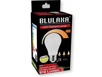 Produktbild von BLULAXA LED-SMD-Lampe, A60, E27, EEK: F, 8,8W, 810lm, 2700K