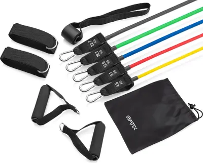 Produktbild von Gymtek® Theraband Set - 5 Stück, 4.5-22.7kg - Fitnessbänder, Resistance Bands, Widerstandsbänder, Gymnastikband - Yoga, Pilates, Krafttraining Fitness