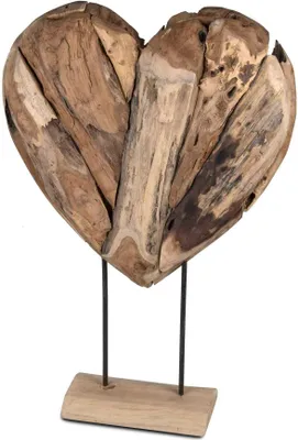 Produktbild von formano Deko Objekt Herz Holz Skulptur aus massivem Teakholz 75 cm auf Standfuß