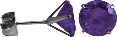 Produktbild von Ohrstecker Chirurgenstahl rundem Glaskristall Größe - 6 mm Farbe - Lila