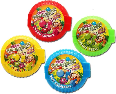 Obrázok produktu pre Crazy Fun-a-Conda s tetovaním žuvačky (malinová, ovocná, jablková, čerešňová)