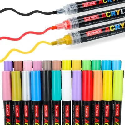 Obrázek produktu pro Akrylové fixy, popisovače, zvýrazňovače, fixy s barvou, voděodolné, 24 kusů
