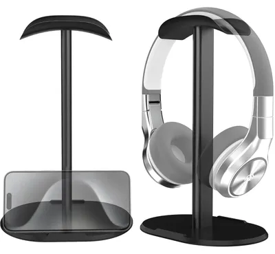 Immagine prodotto di Supporto per cuffie - Supporto per auricolari da scrivania - Alluminio e ABS - Nero - Per gaming e scrivania