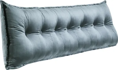 Produktbild von Ergonomisches Kopfteilkissen in Leinenoptik, Lesekissen, Keilkissen, Rückenkissen, Ruhekissen, Dekokissen, Großes dekoratives Bettkissen, Samt