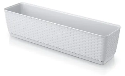 Produktbild von Länglicher Blumentopf DRL500P mit Untersetzer | Weiß