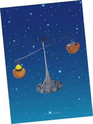 Produktbild von Mr. & Mrs. Panda Ansichtskarte Sternzeichen Waage - Sternenhimmel Blau - Geschenk, Postkarten, Hummel, Kunstkarten, Biene, Marienkäfer, Gleichgewicht, Grußkarte