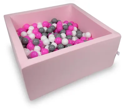 Produktbild von Trockenbecken 90x90x40cm puderrosa mit 400 Bällen: weiß, grau, rosa