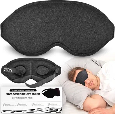 Immagine prodotto di Mascherina per dormire Famanu, 100% opaca, con design ergonomico 3D per uomo e donna