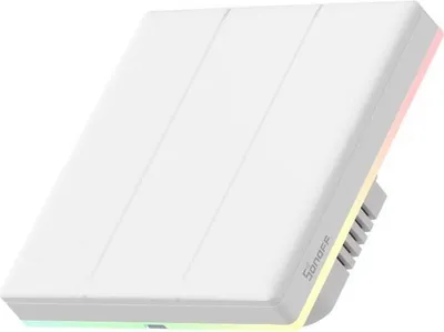 Produktbild von Sonoff TX-T5-T3C Smart Touch Switch, 3-Kanal Wand-Schaltaktor, mit RGB LED, WiFi, weiß